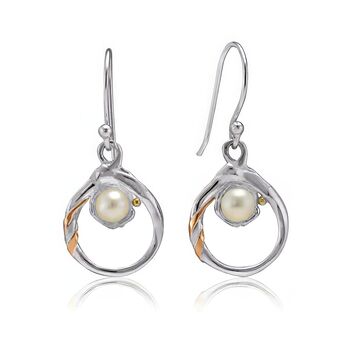 Molten Sterling Silver White Pearl Drop Earrings, 3 of 7