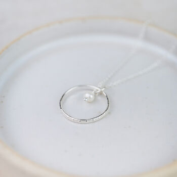 Sterling Silver Celestial Hoop Pendant With Pearl, 2 of 3