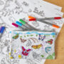 Butterfly Pencil Case Kit + 10 Pens, Colour And Learn, thumbnail 1 of 7
