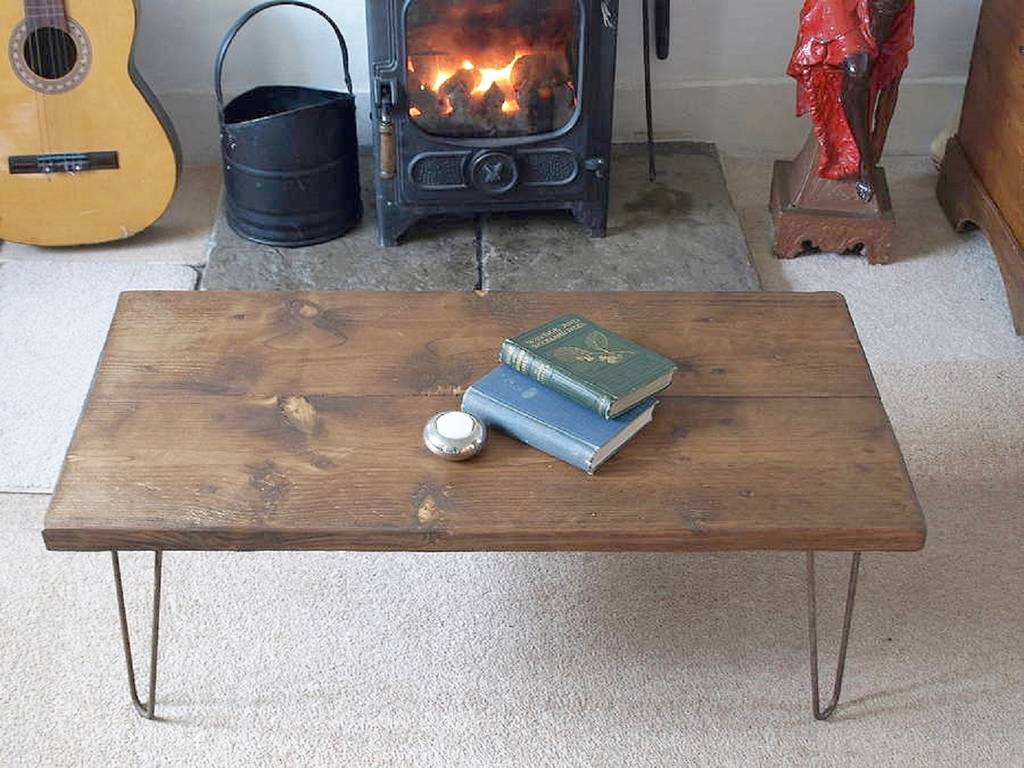 reclaimed scaffold board hairpin leg coffee table by ...