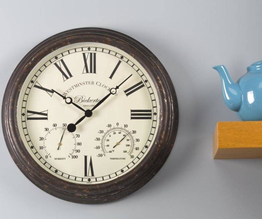 wall clock thermometer and humidity / bickerton 15' by garden