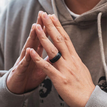 Mens Personalised Classic Black Steel Spinner Ring, 2 of 11