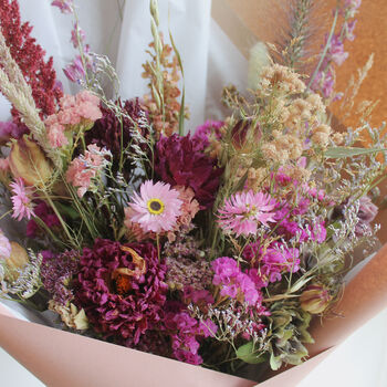 Luxury Dried Flower Bouquet In Berry, 3 of 4