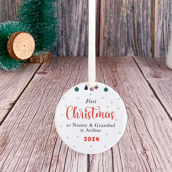 Personalised First Christmas As Nanny And Grandad Gift Ornament, 6 of 7