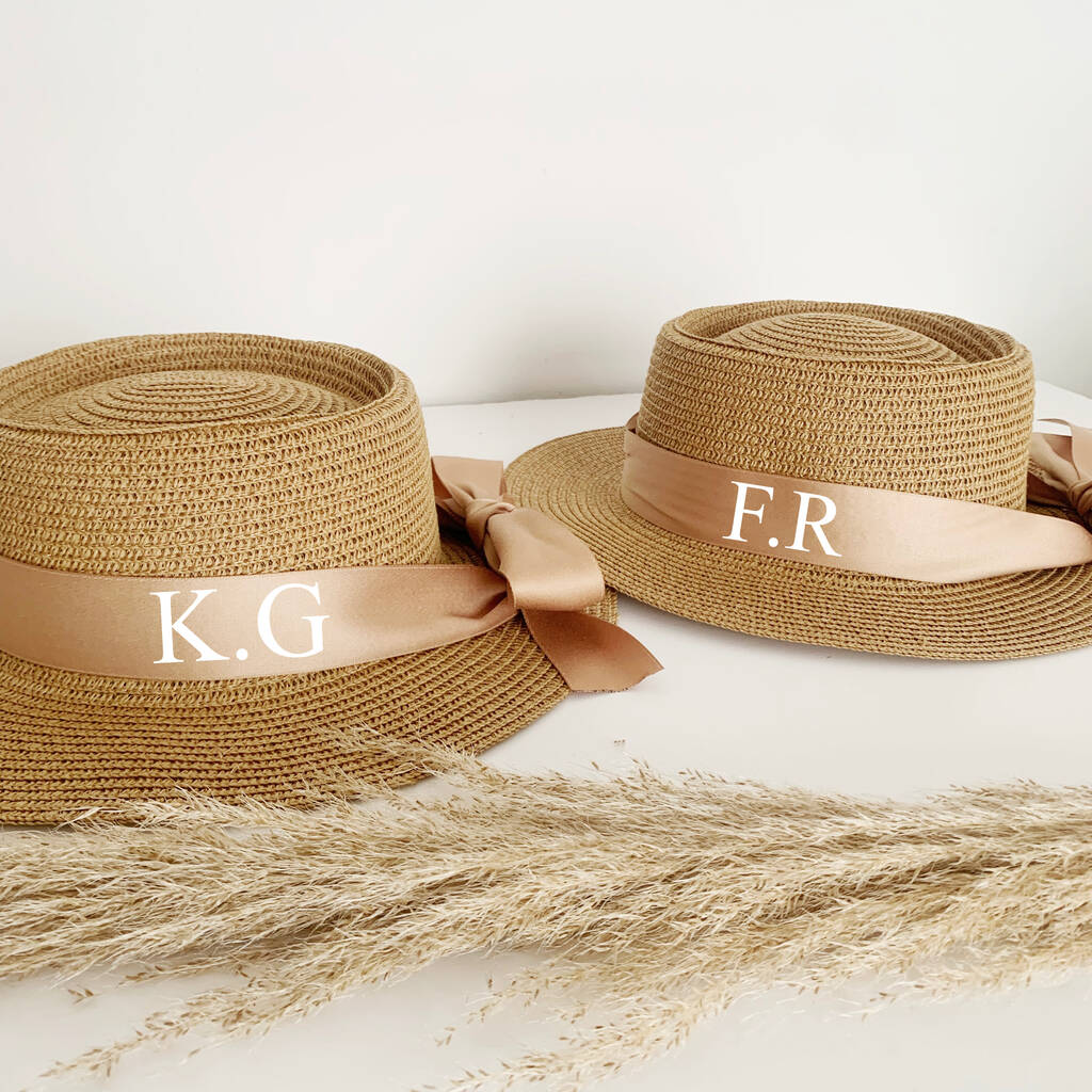 personalised straw fedora hat