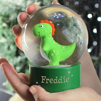 Personalised Dinosaur Glitter Snow Globe, 2 of 5