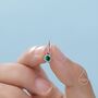 Sterling Silver Green Cz Huggie Hoop Earrings With Sleeper Hoops, thumbnail 2 of 12