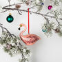 Handmade Ceramic Flamingo Christmas Decoration, thumbnail 2 of 3