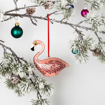Handmade Ceramic Flamingo Christmas Decoration, 2 of 3