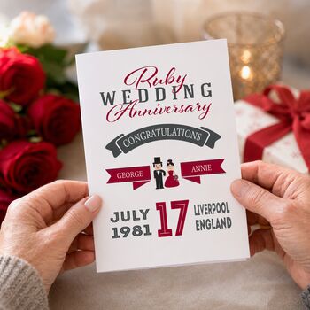 Personalised Ruby Wedding Anniversary Card, 3 of 6