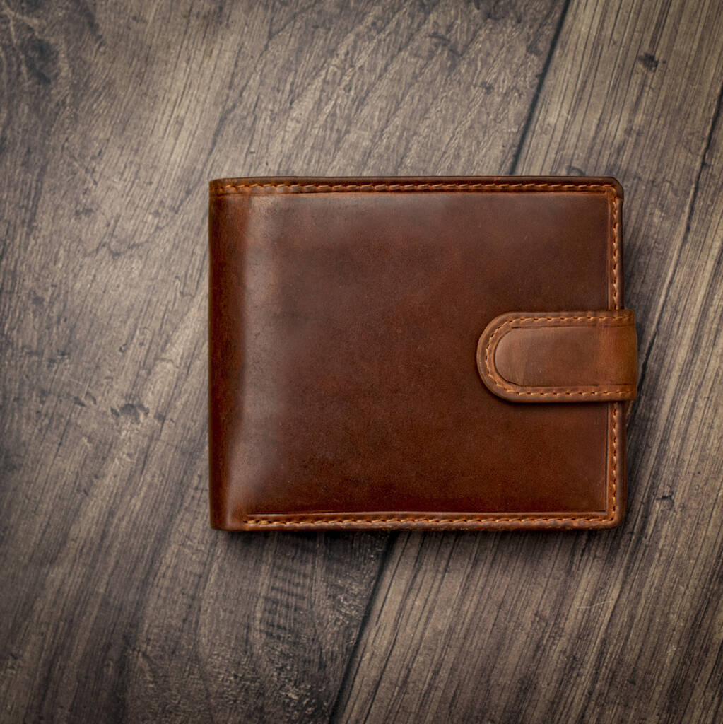Personalised Men's Leather Wallet Trifold Gift, 1 of 8