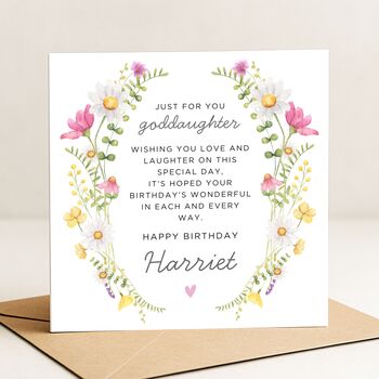 Daisy Birthday Poem Card Personalised For Goddaughter, 2 of 7