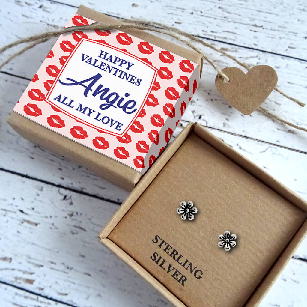 valentine's sterling silver daisy stud earrings by frozen fire