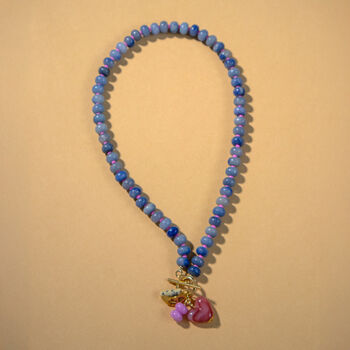 Blue And Pink Gingham Toggle Necklace, 3 of 4