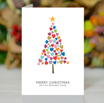 Personalised 'Christmas Tree Of Hearts' Xmas Card, 2 of 2