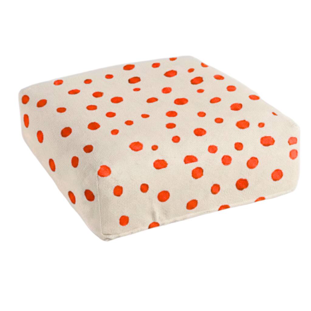 Hand Painted Linen Floor Cushion Cube In Polka Dot Print, 1 of 12