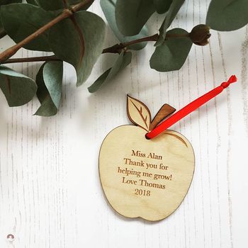 Personalised Teacher Gift Hanging Apple Decoration, 2 of 4