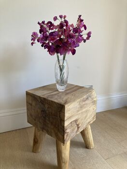 Solid Teak Root Square Chunky Table Stool – Natural Wood, 11 of 12