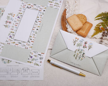 A4 Origami Writing Paper That Folds Into An Envelope With Meadow Flower Design, 2 of 5