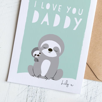 Personalised Daddy Valentine's Day Card With Sloths, 4 of 4