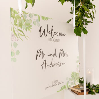 Foliage Wedding Welcome Sign In Frosted, 2 of 8