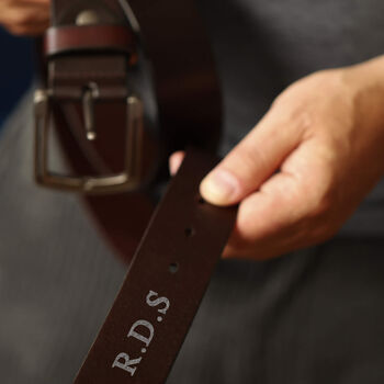 Men's Premium Leather Belt With Cross Knurl Buckle, 7 of 12