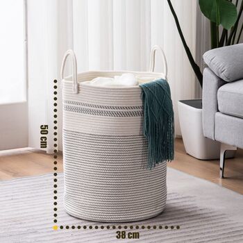 58 L White Cotton Rope Woven Storage Basket, 9 of 9