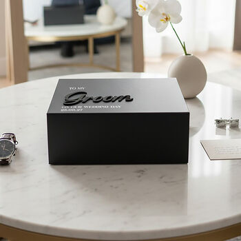 Personalised Groom Or Husband Black Gift Box, 4 of 4