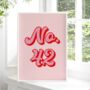 Retro House Number Print Colourful Wall Art, thumbnail 2 of 5