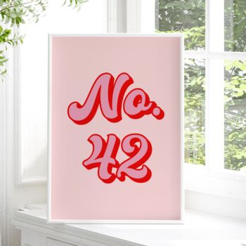 Retro House Number Print Colourful Wall Art, 2 of 5