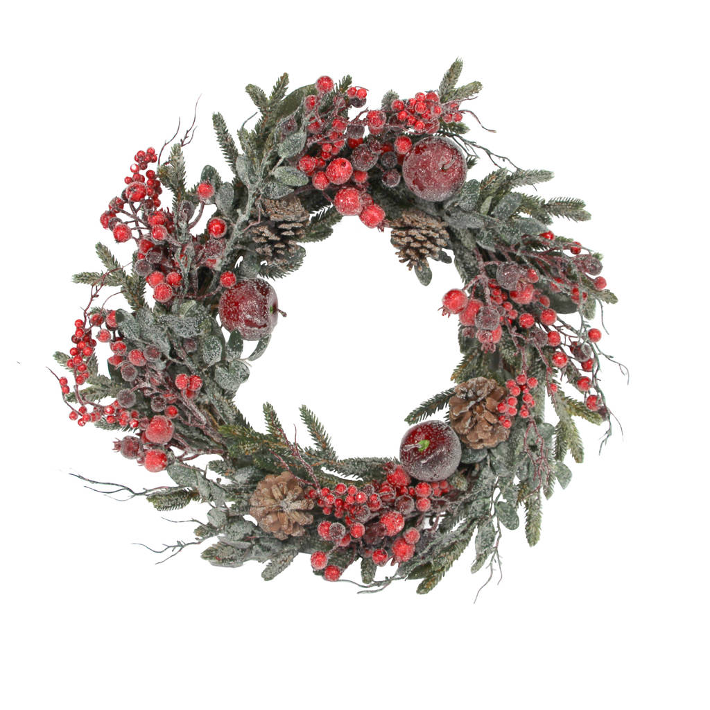 Frosted Red Berry And Fruit Christmas Door Wreath By The Christmas Home ...