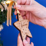 Baby's First Christmas Star Decoration, Solid Beech, thumbnail 5 of 9