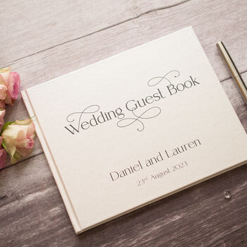 Decorative Text Design Personalised Wedding Guest Book, 6 of 11