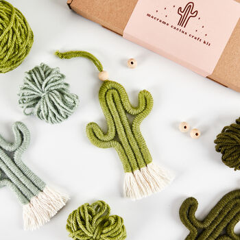 Make Your Own Mini Macrame Cactus Craft Kit In Meadow, 4 of 9