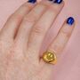 Smiley Gold Plated Stainless Steel Chunky Signet Ring, thumbnail 3 of 4
