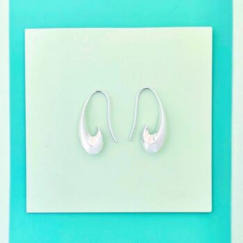 Sterling Silver Teardrop Curved Hoop Earrings, 2 of 5