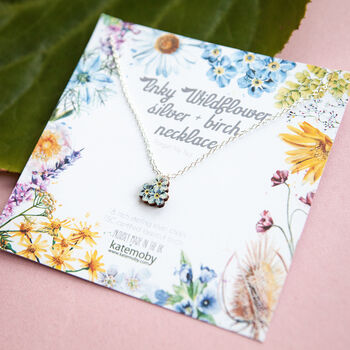 Inky Forget Me Not Birch And Silver Necklace, 3 of 12