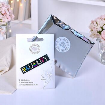 Equality Enamel Lapel Pin With Inclusive Symbols For Gender And Lgbtiqia+ Rights, 2 of 8