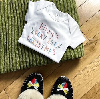 Personalised Name Baby's First Christmas Babygrow, 2 of 4