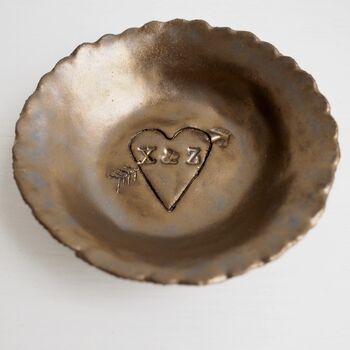 Personalised Gold Ceramic Heart Wedding Engagement Dish, 4 of 6