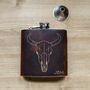 Personalised Bison Skull Leather Hip Flask, thumbnail 2 of 6