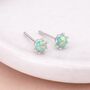 Sterling Silver Green Opal Micro Stud Earrings – 4mm, thumbnail 3 of 10