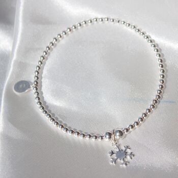 Snowflake Sterling Silver Ball Bead Bracelet, 2 of 6