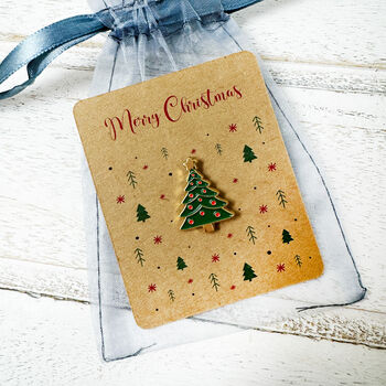 Christmas Tree Enamel Pin Badge Brooch, 3 of 7