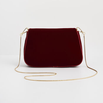 Mary Floral Embroidered Red Velvet Clutch, 5 of 8