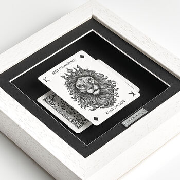 Personalised Best Grandad Gift Royal Lion Playing Card Frame, 2 of 9