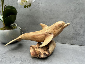 30cm Hand Carved Playful Dolphin Figurine Home Decor, 3 of 12