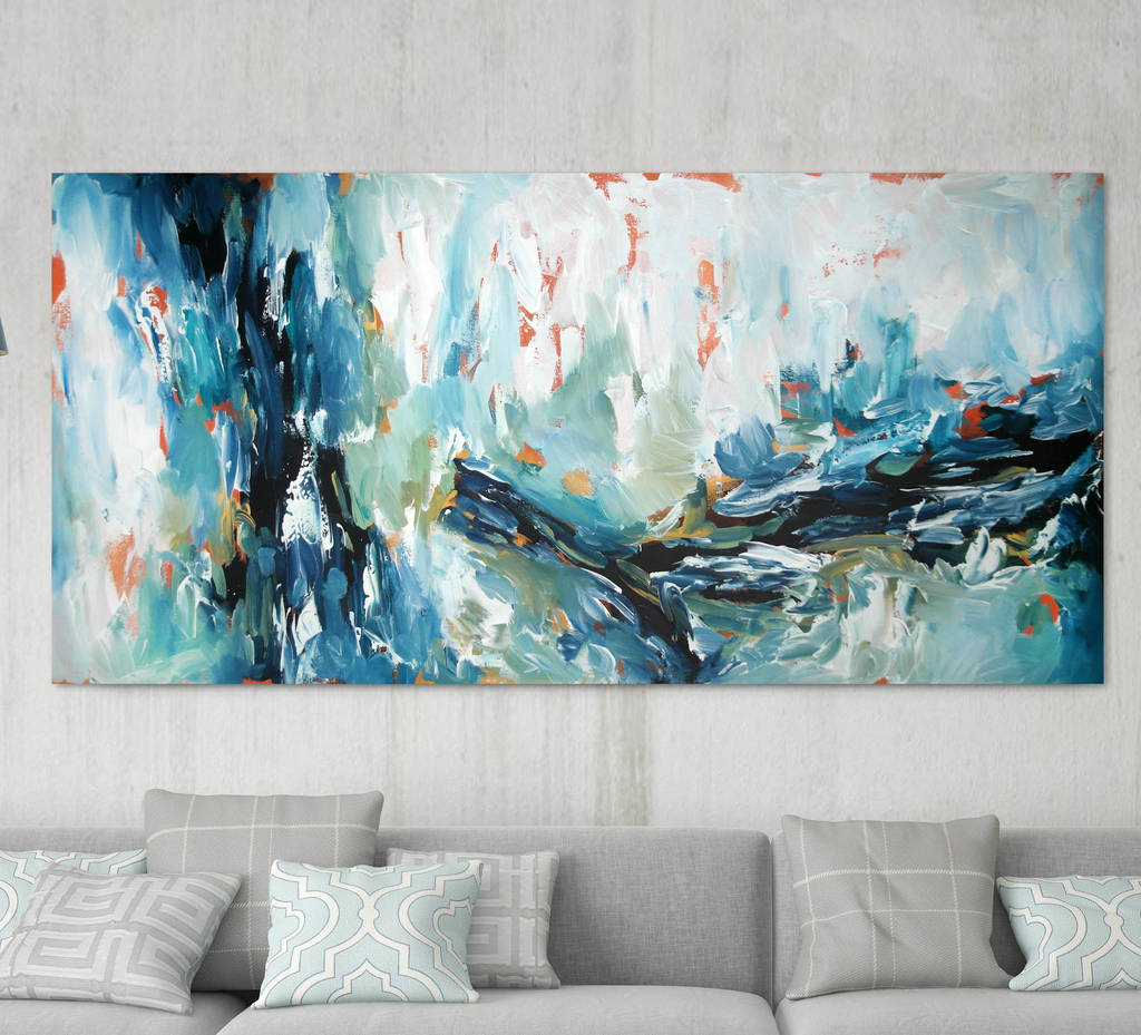 Large Blue Abstract Painting Custom Original By Abstract House ...