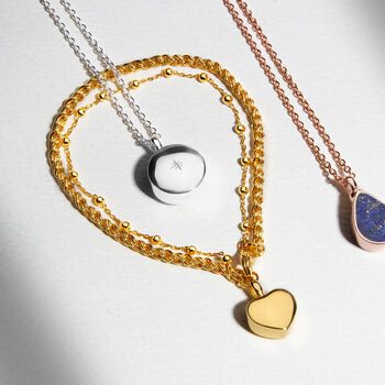 Diamond Round Urn Necklace 18 K Gold Plated Silver, 9 of 9