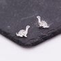 Cute Dinosaur Stud Earrings In Sterling Silver, thumbnail 6 of 11